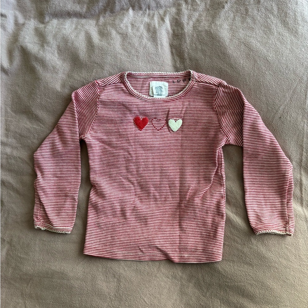 Gap Red and White Striped Long Sleeve Shirt